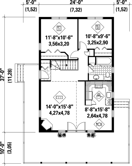 Narrow Lot One-Story Level One of Plan 49308