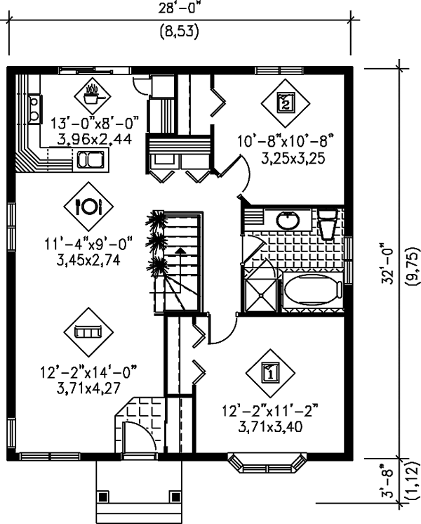 Narrow Lot One-Story Level One of Plan 49493