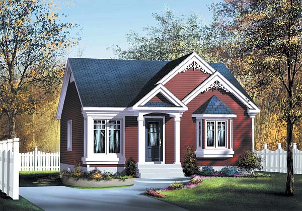 House Plan 49493 - One-Story Style with 896 Sq Ft, 2 Bed, 1 Bath