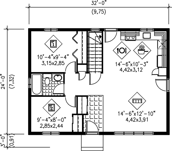 Narrow Lot One-Story Ranch Level One of Plan 49495