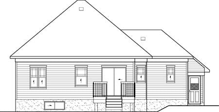 European One-Story Rear Elevation of Plan 49588