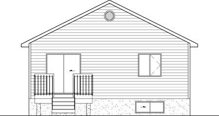 Bungalow Narrow Lot One-Story Rear Elevation of Plan 49590