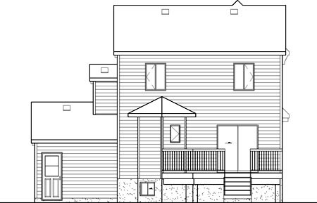 Country Narrow Lot Rear Elevation of Plan 49629