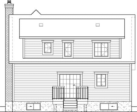 Country Narrow Lot Rear Elevation of Plan 49719