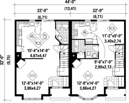 Multi-Family Plan 49806 First Level Plan