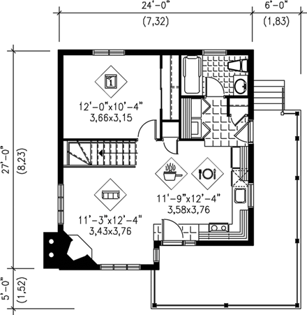 House Plan 49824 First Level Plan