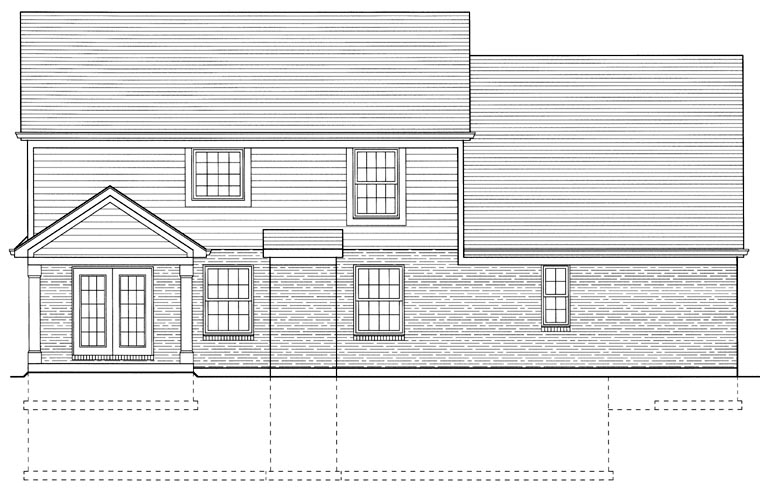 Bungalow Country Rear Elevation of Plan 50006