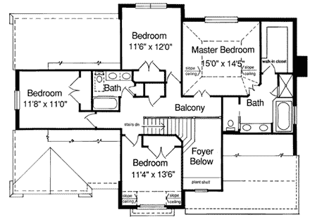 House Plan 50008 Second Level Plan