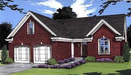 European One-Story Ranch Traditional Elevation of Plan 50010