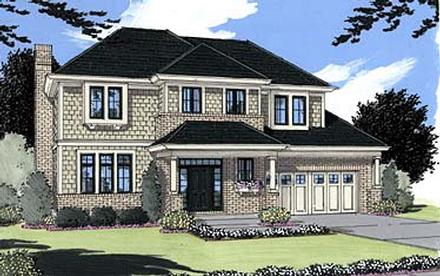 Colonial Southern Elevation of Plan 50011