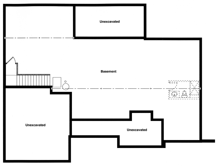 Bungalow Country One-Story Lower Level of Plan 50021