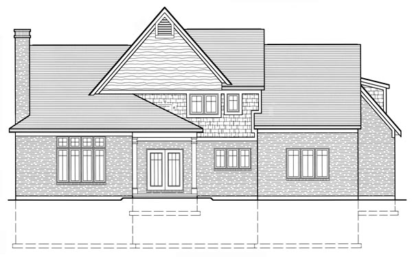 Country Traditional Rear Elevation of Plan 50028