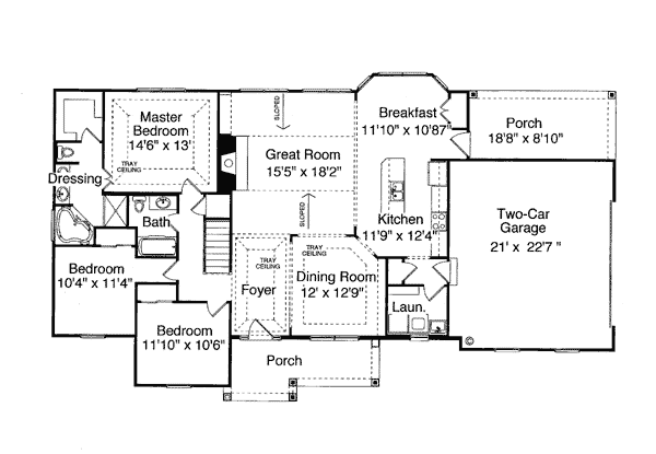 One-Story Ranch Traditional Level One of Plan 50031