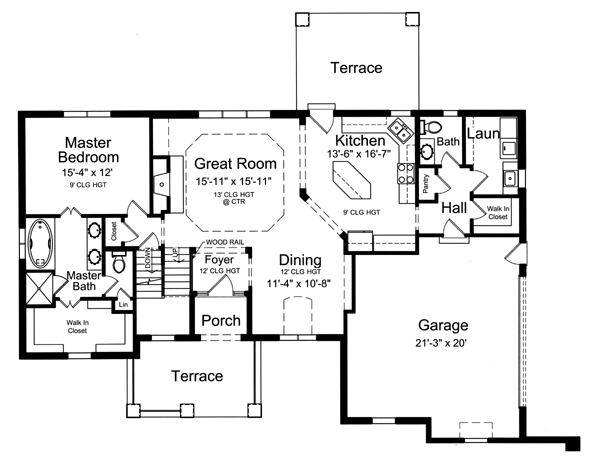 House Plan 50034 - European Style with 1895 Sq Ft, 3 Bed, 2 Bath, 1 ...