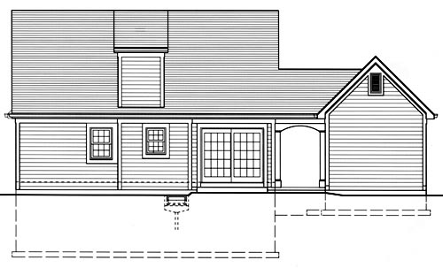 Cape Cod Country Southern Rear Elevation of Plan 50035