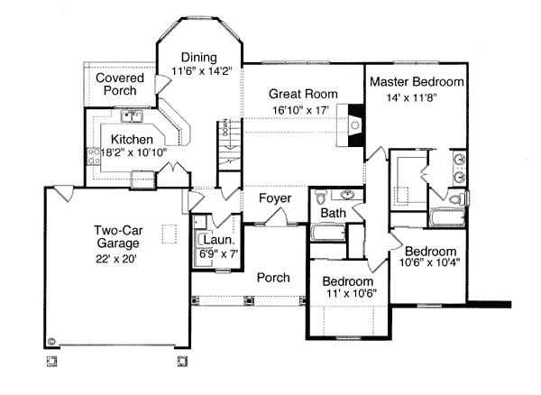 Bungalow Traditional Level One of Plan 50038
