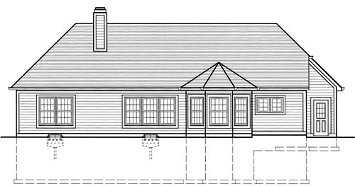 Bungalow Traditional Rear Elevation of Plan 50038