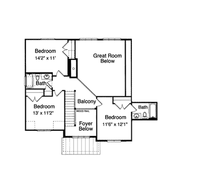 House Plan 50039 Second Level Plan