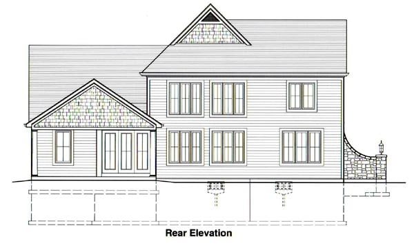 European Traditional Rear Elevation of Plan 50039