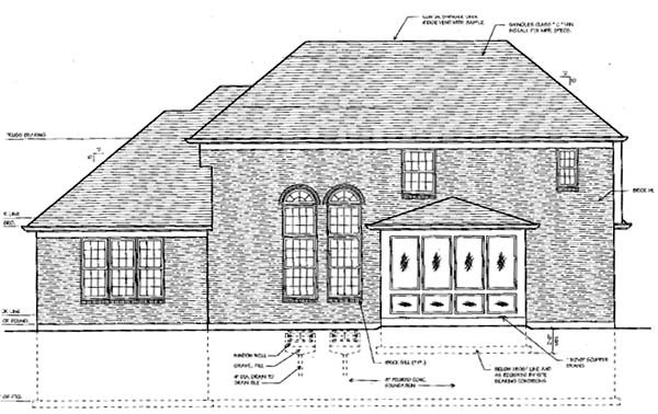 European Traditional Rear Elevation of Plan 50041