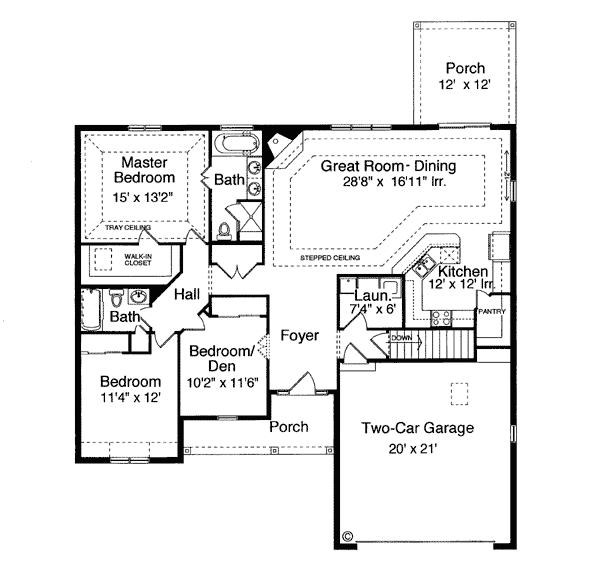 Bungalow Traditional Level One of Plan 50042