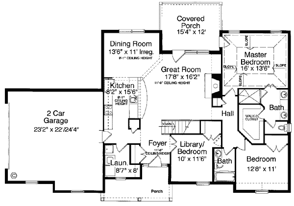 Bungalow Traditional Level One of Plan 50050