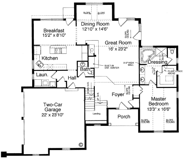 Bungalow Country Traditional Level One of Plan 50053