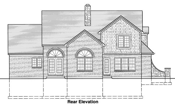 Bungalow Country Traditional Rear Elevation of Plan 50053