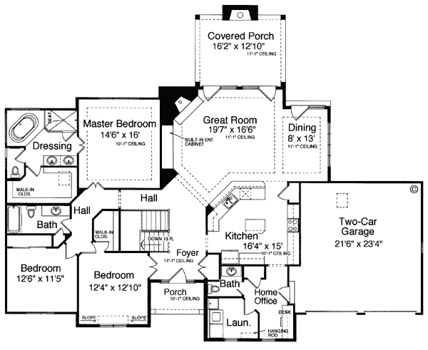 Bungalow Traditional Level One of Plan 50054