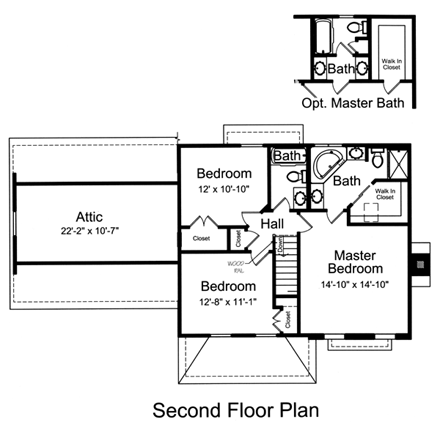 House Plan 50064 Second Level Plan