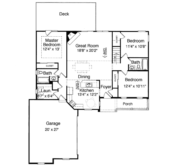 Bungalow Country One-Story Level One of Plan 50083