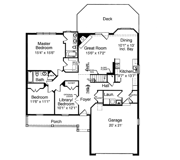 Bungalow Country European Level One of Plan 50085
