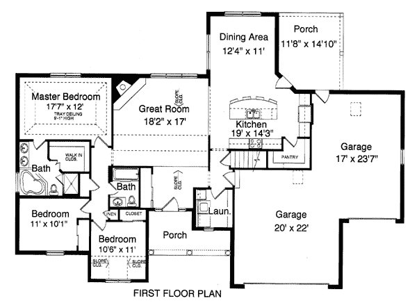Bungalow Country Traditional Level One of Plan 50086