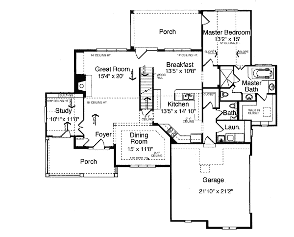 Bungalow Country Level One of Plan 50087