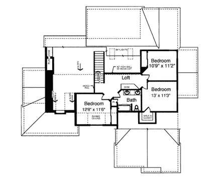 House Plan 50087 Second Level Plan