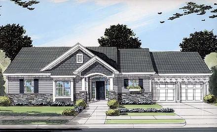 Bungalow Craftsman One-Story Ranch Elevation of Plan 50089