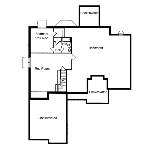 One-Story Ranch Lower Level of Plan 50092