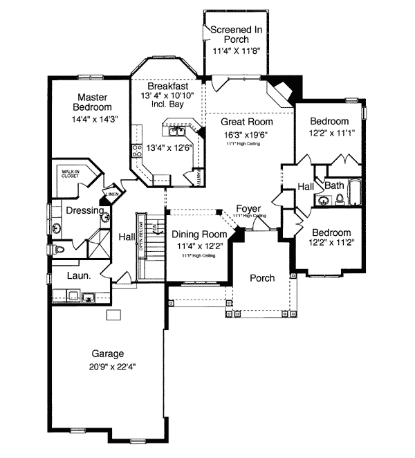 One-Story Ranch Level One of Plan 50092