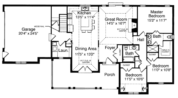 One-Story Ranch Level One of Plan 50095