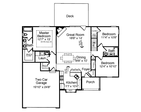 One-Story Ranch Level One of Plan 50098