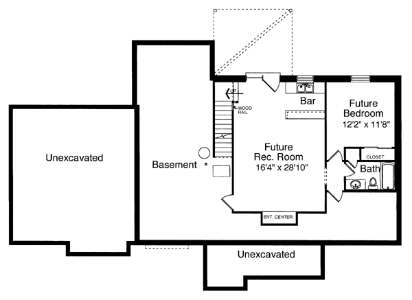 One-Story Traditional Lower Level of Plan 50099