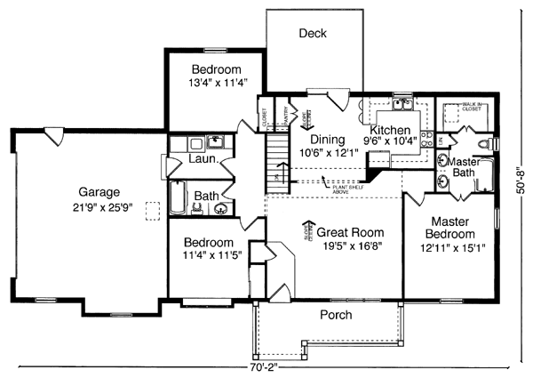 One-Story Traditional Level One of Plan 50099