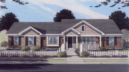 One-Story Traditional Elevation of Plan 50099