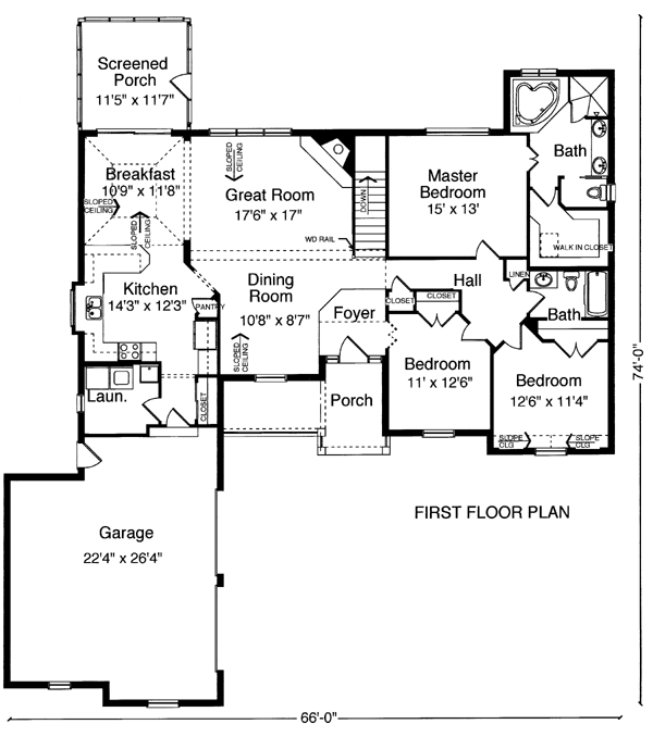 One-Story Ranch Southern Level One of Plan 50100