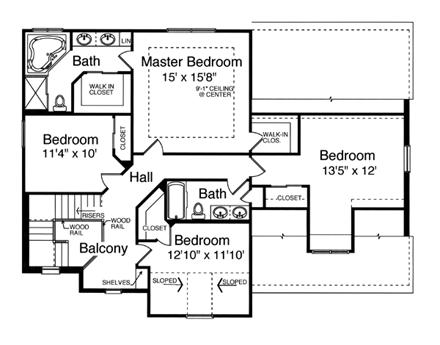 House Plan 50102 Second Level Plan