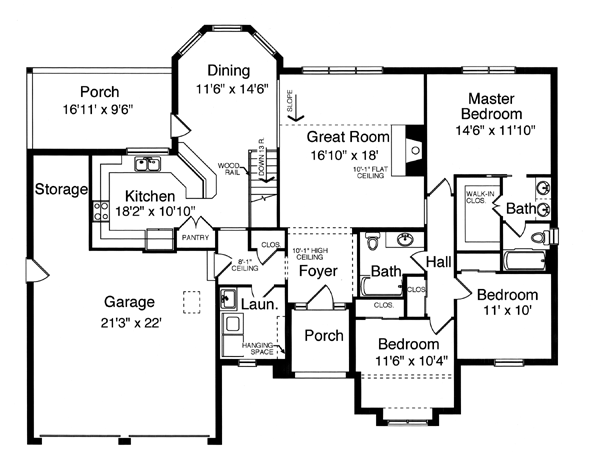 One-Story Ranch Southern Level One of Plan 50103