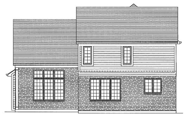 Narrow Lot One-Story Traditional Rear Elevation of Plan 50106