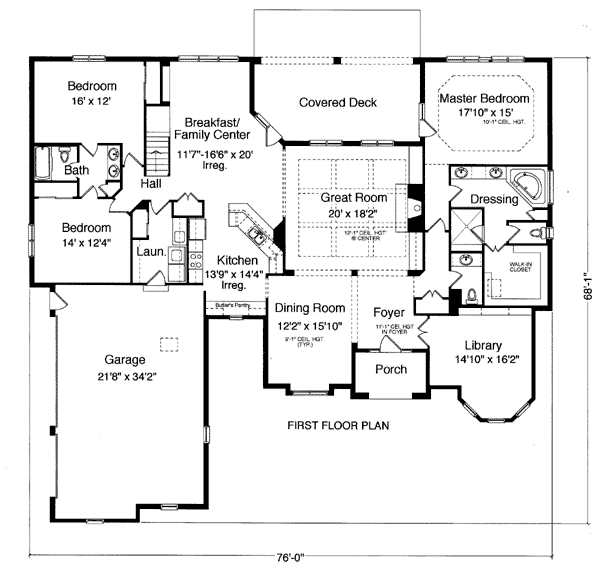 One-Story Ranch Level One of Plan 50112