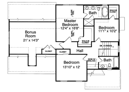 House Plan 50114 Second Level Plan
