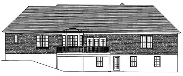 One-Story Ranch Rear Elevation of Plan 50117